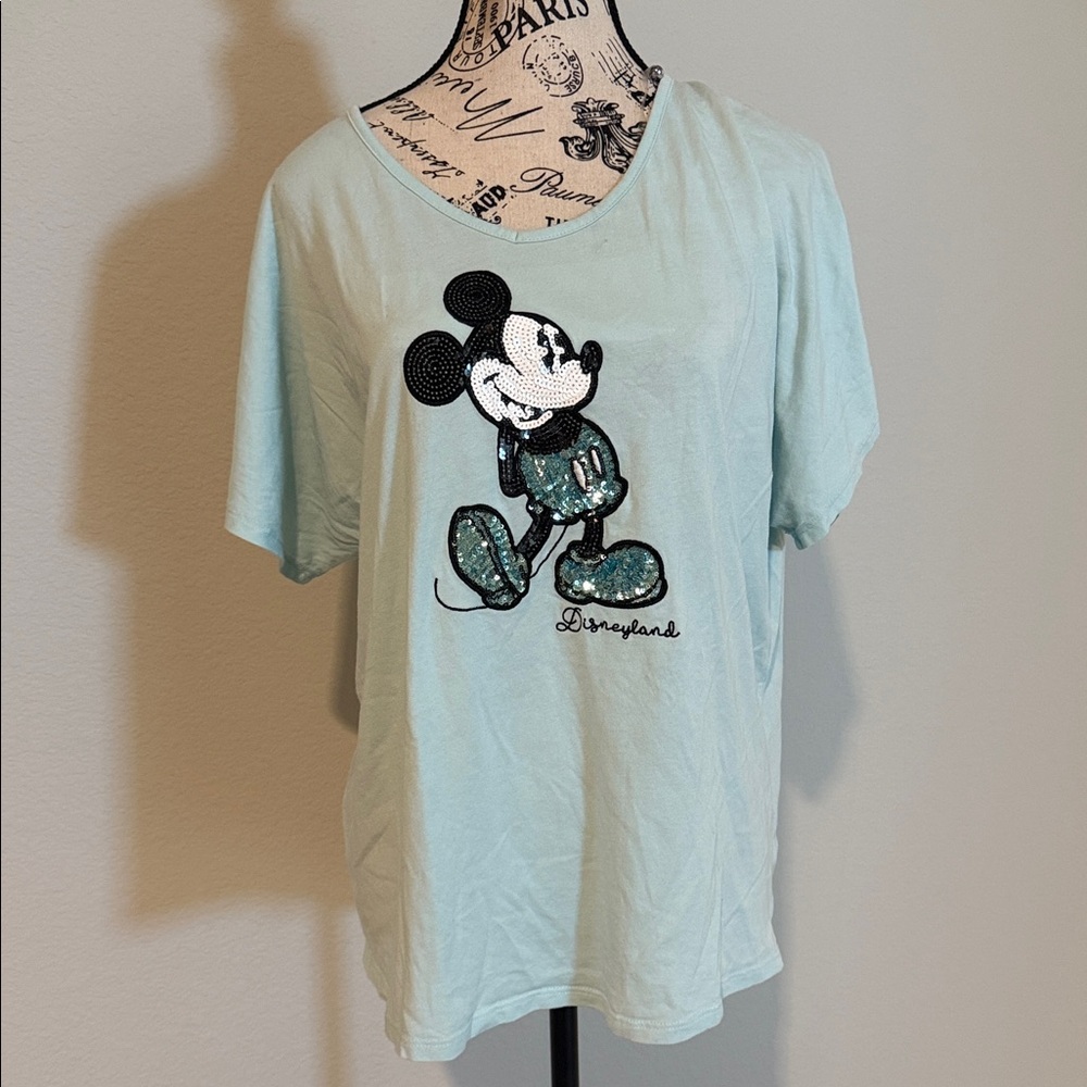 Disney Light Blue Mickey Mouse Short Sleeve Tee
